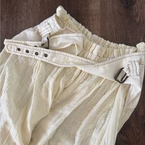 Free People Cream Belted Flowy Pants